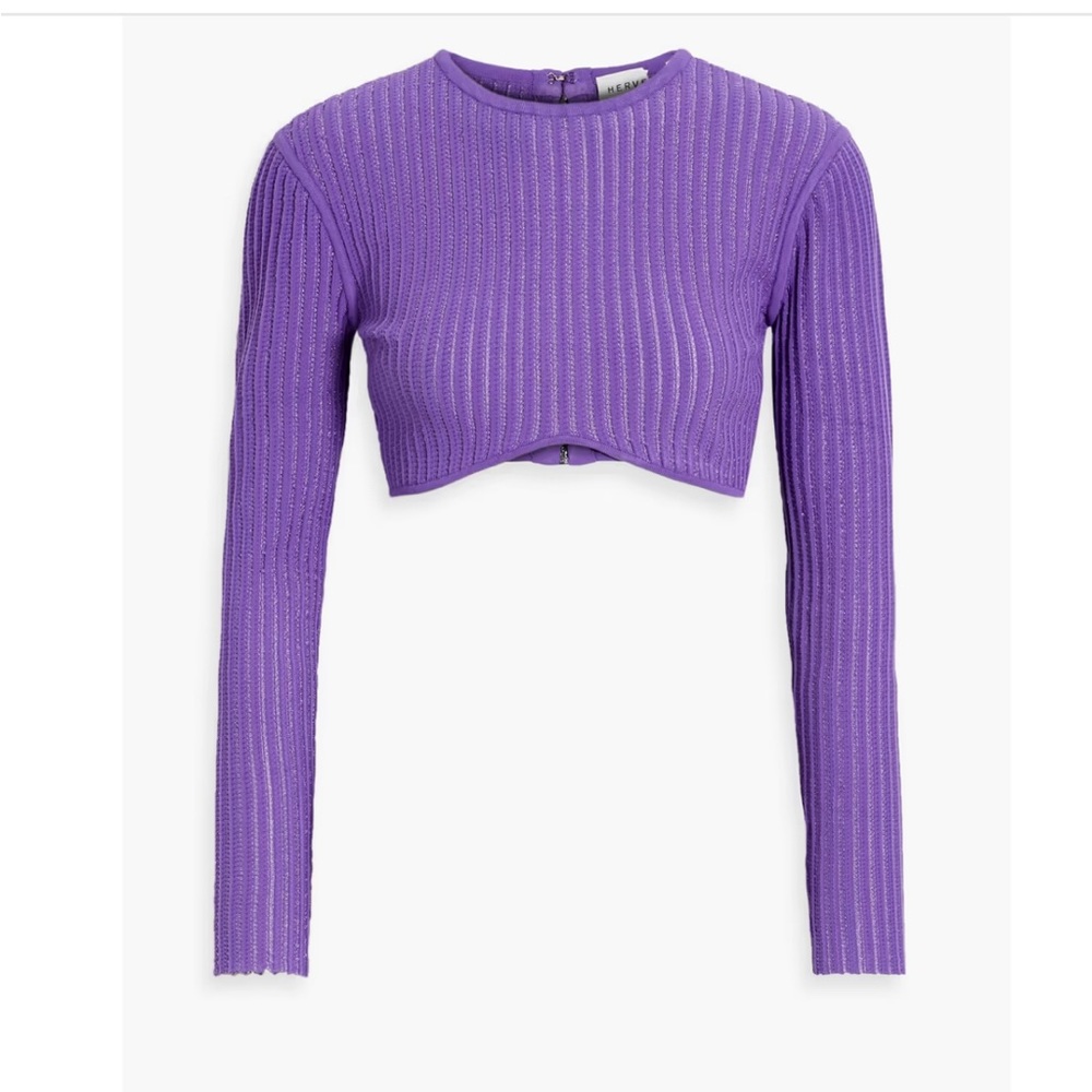 Herve Leger Cropped ribbed-knit Top